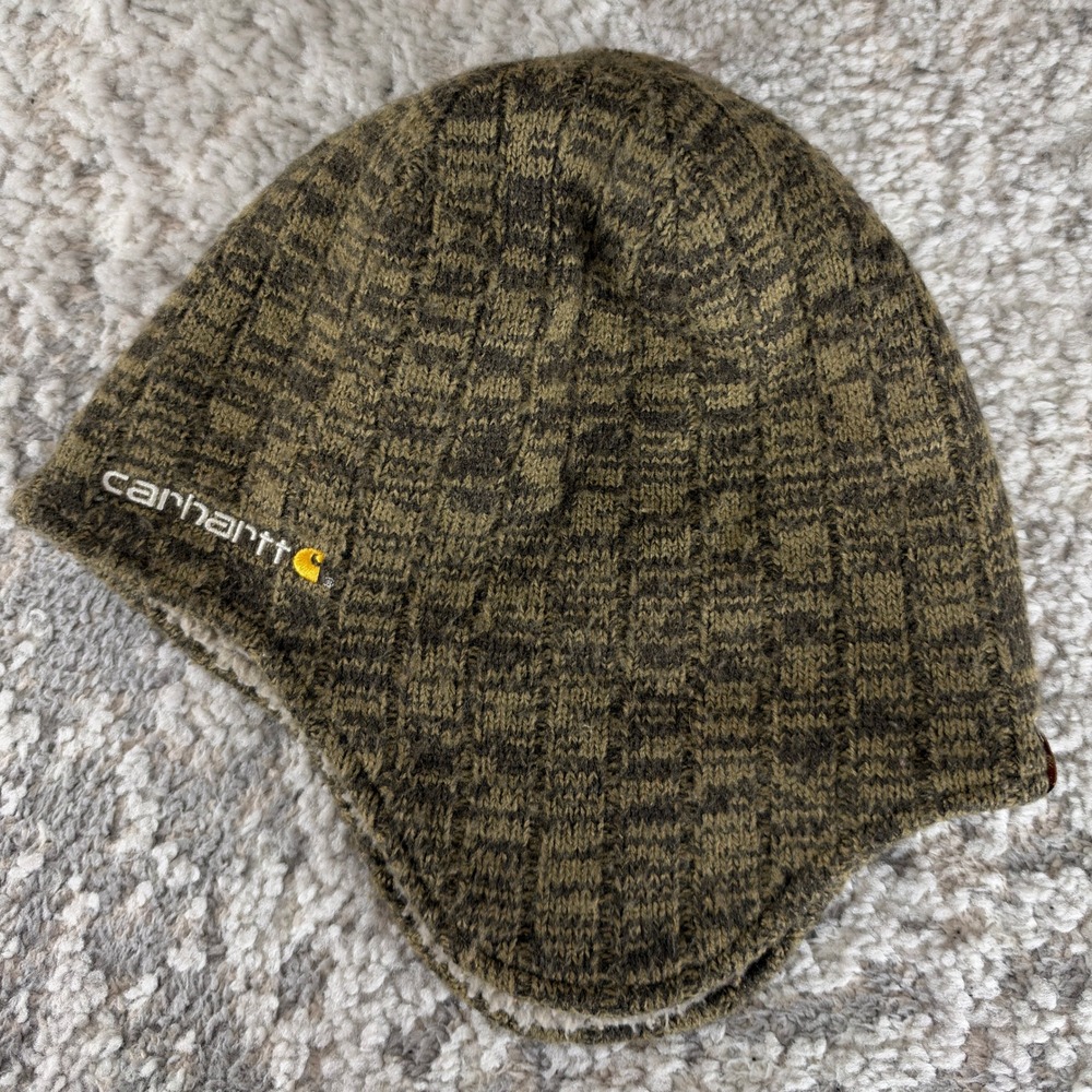 Carhartt Size OS Sherpa Lined Earflap Beanie Winter Hat Brown/Green